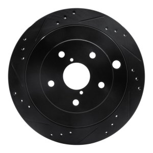 Subaru Tribeca Brake Rotor (1) - Rear Left - R1 Concepts - Drilled & Slotted - Black - `06-`14